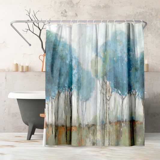 71" x 74" Abstract Shower Curtain with 12 Hooks, Misty Meadow II by PI Creative Art