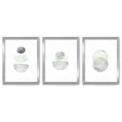 Retro Geo in Stone by Tanya Shumkina - 3 Piece Framed Triptych Wall Art Set