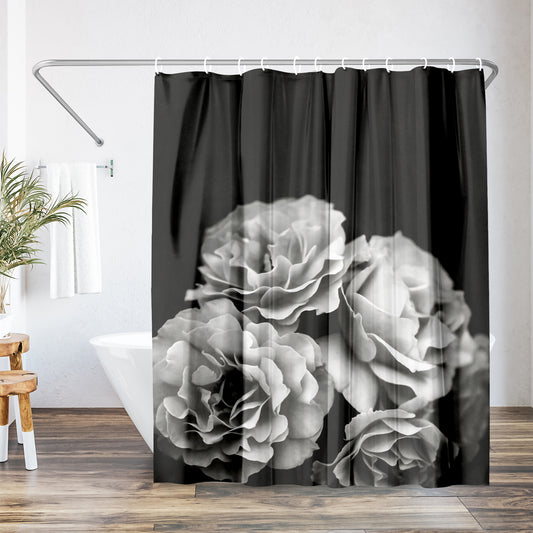 71" x 74" Floral Shower Curtain with 12 Hooks, Moody Roses by Chaos & Wonder Design