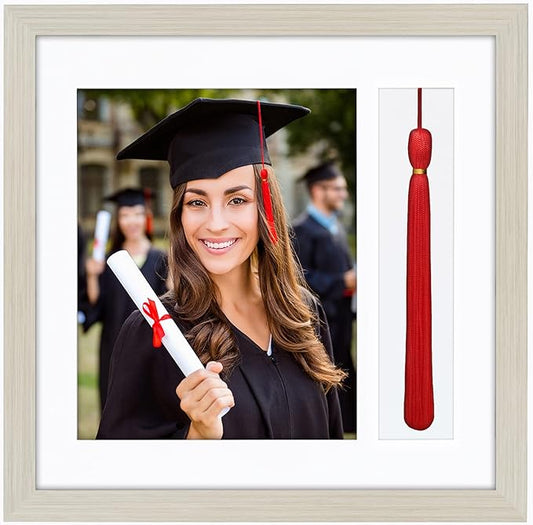 13x13 Graduation Frame in Black with 2 Opening Mats - Use as 8x10 Picture Frame and Tassel Holder