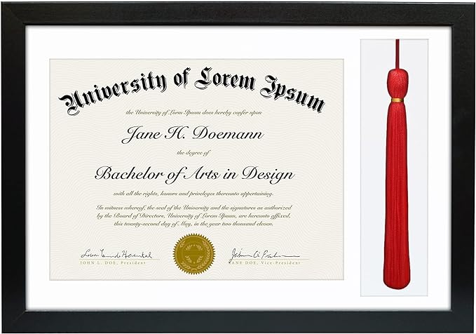 11x16 Graduation Frame | Diploma Frame and Tassel Display Duo