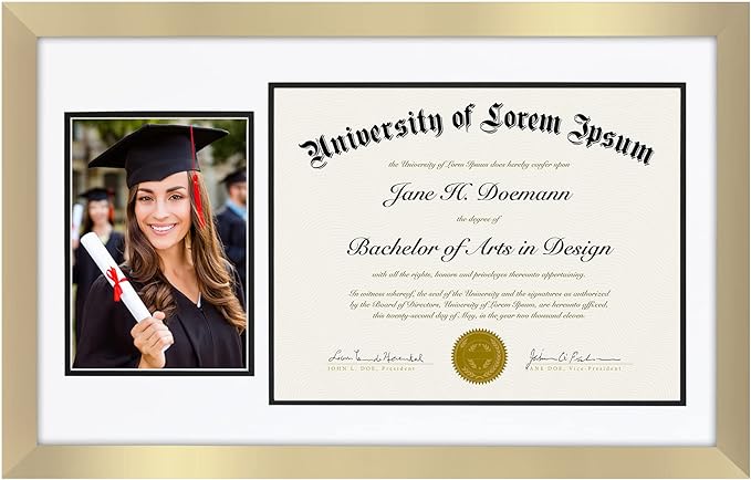 11x18 Diploma Frame with 5x7 Picture Frame Duo | Choose Color
