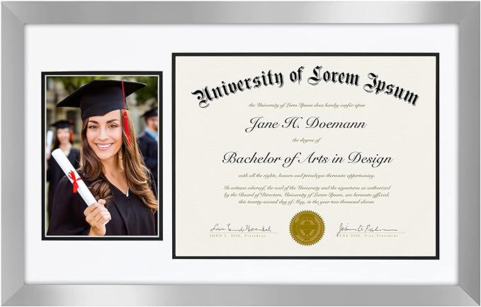 11x18 Diploma Frame with 5x7 Picture Frame Duo | Choose Color