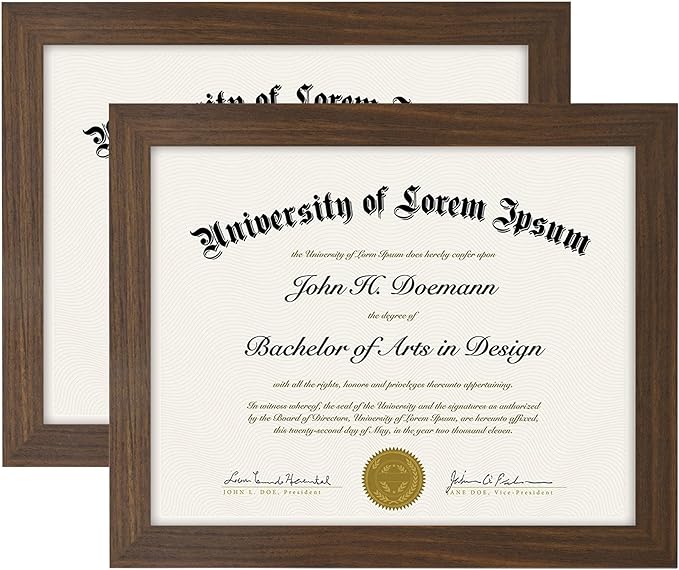 2 Pack - 8.5x11 Diploma Frame | Choose Your Color