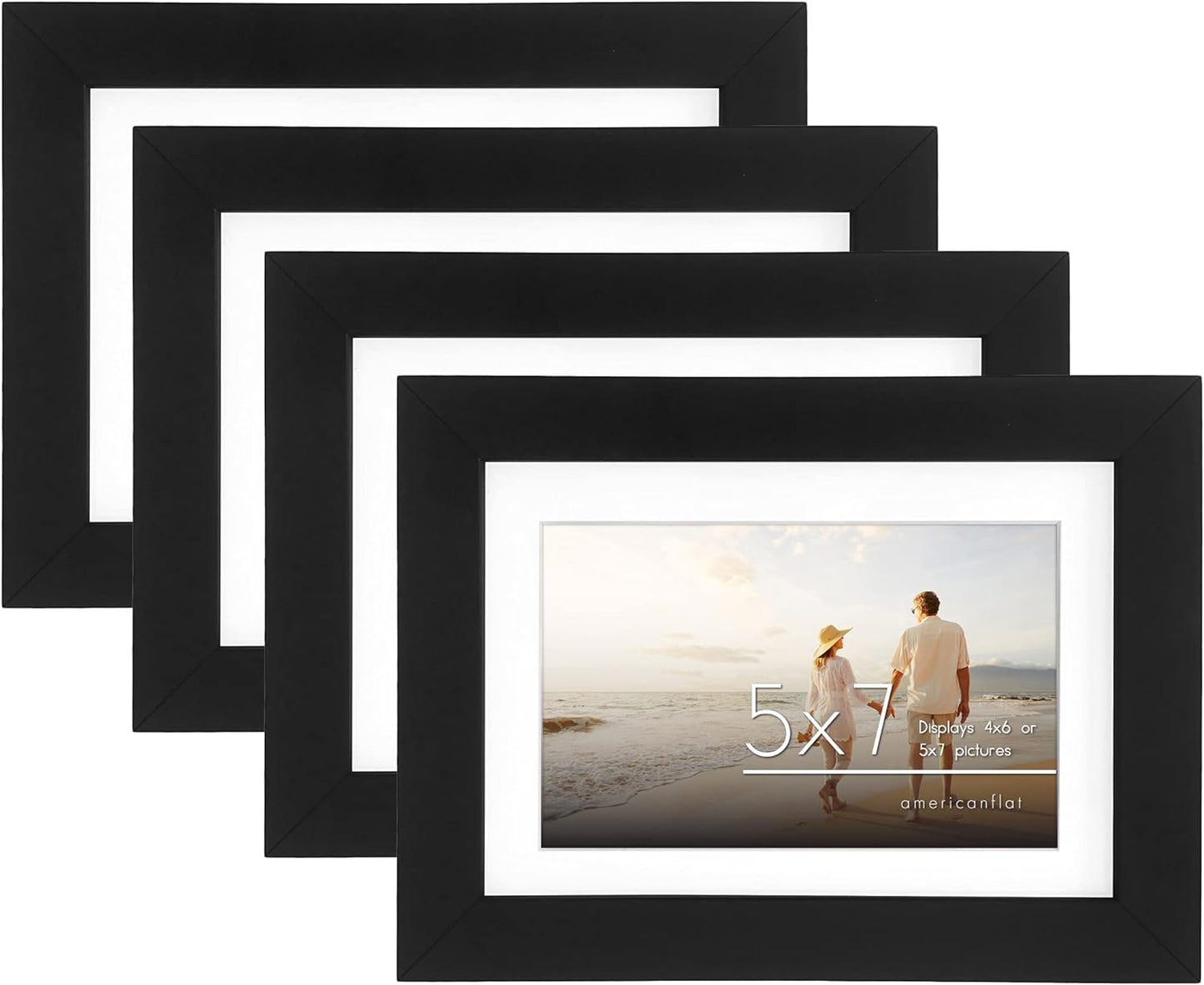 4 Pack - Picture Frame with Mat | Engineered Wood Photo Frame