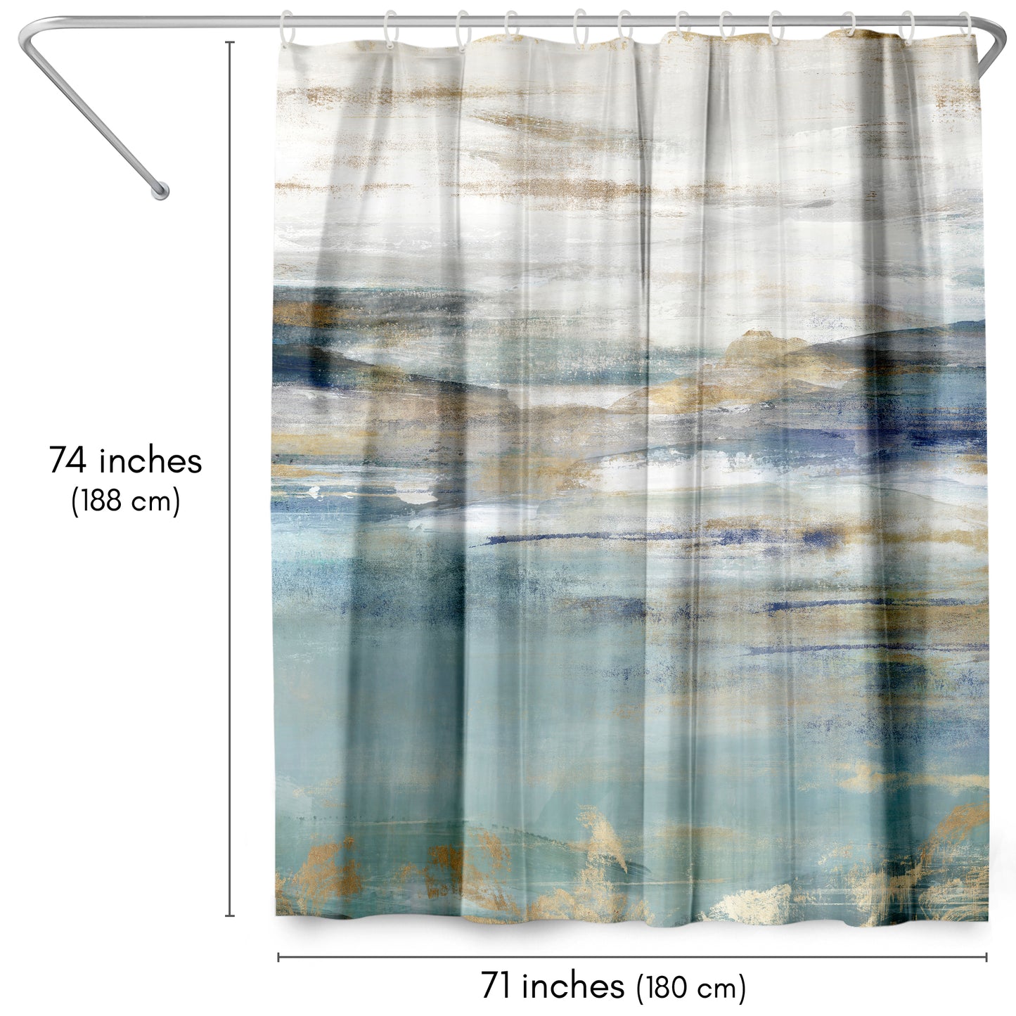 71" x 74" Abstract Shower Curtain with 12 Hooks, Upon a Clear II by PI Creative Art