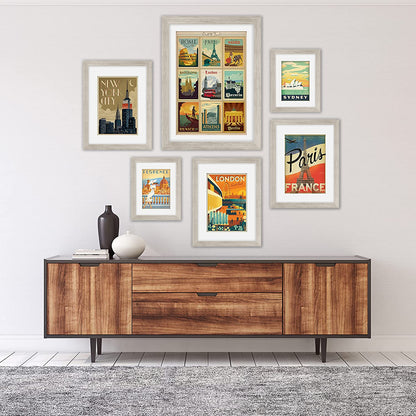 Black and White World Cities by Anderson Design Group - 6 Piece Framed Gallery Wall Set