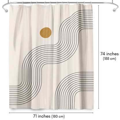 71" x 74" Abstract Shower Curtain with 12 Hooks, Boho Geometric Lines Part 3 by Tetyana Karankovska