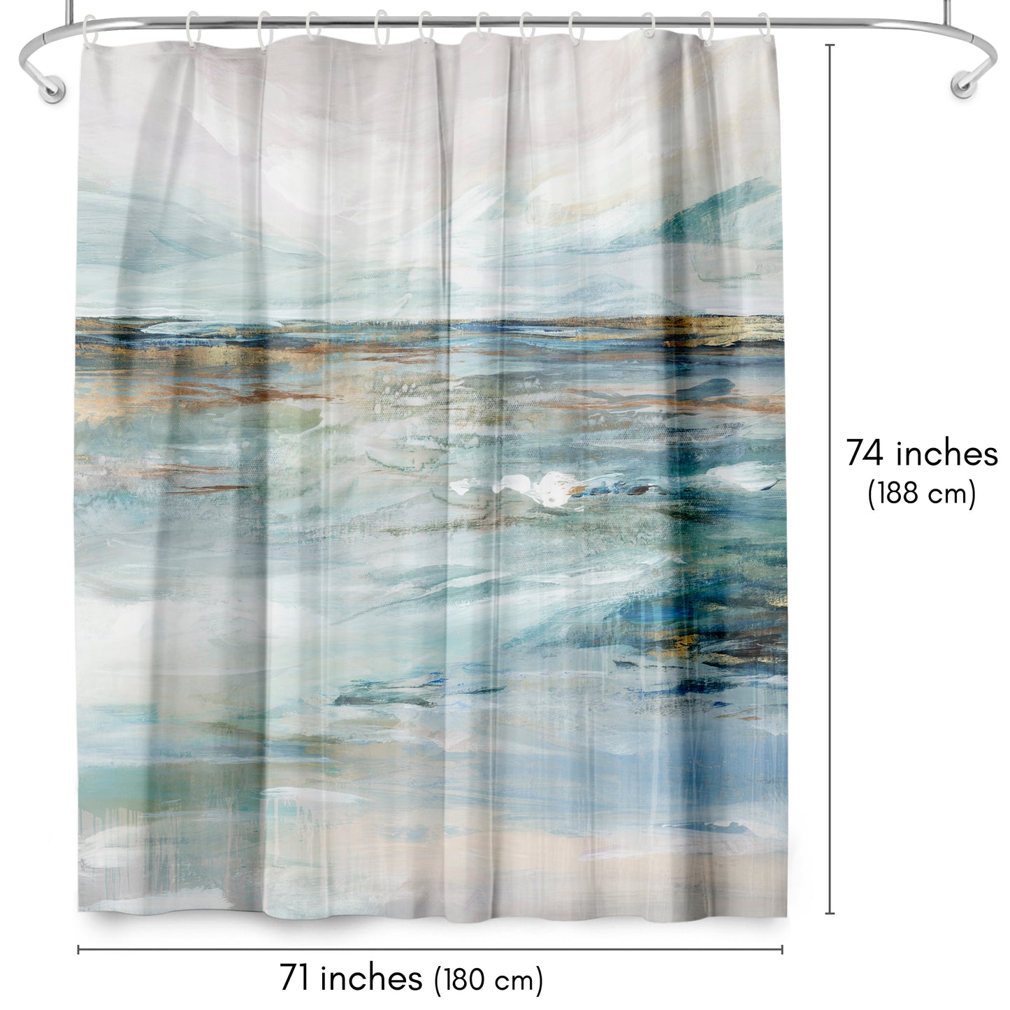 71" x 74" Abstract Shower Curtain with 12 Hooks, Midnight Clear II by PI Creative Art