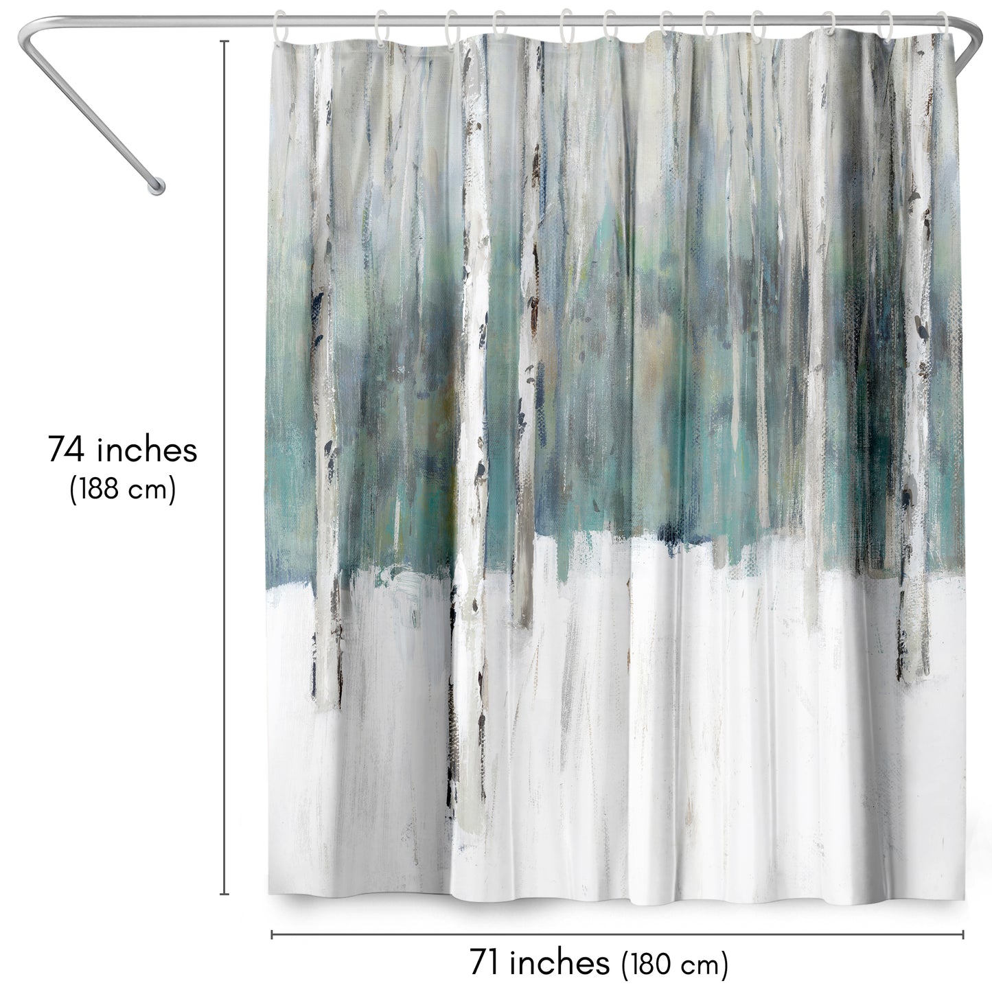 71" x 74" Abstract Shower Curtain with 12 Hooks, Winters Trail II by PI Creative Art
