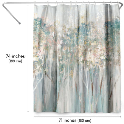 71" x 74" Abstract Shower Curtain with 12 Hooks, Dewy Iii by PI Creative Art