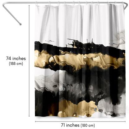 71" x 74" Abstract Shower Curtain with 12 Hooks, Drizzle Ii by PI Creative Art