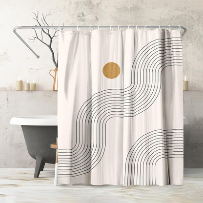 71" x 74" Abstract Shower Curtain with 12 Hooks, Boho Geometric Lines Part 3 by Tetyana Karankovska