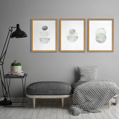 Retro Geo in Stone by Tanya Shumkina - 3 Piece Framed Triptych Wall Art Set