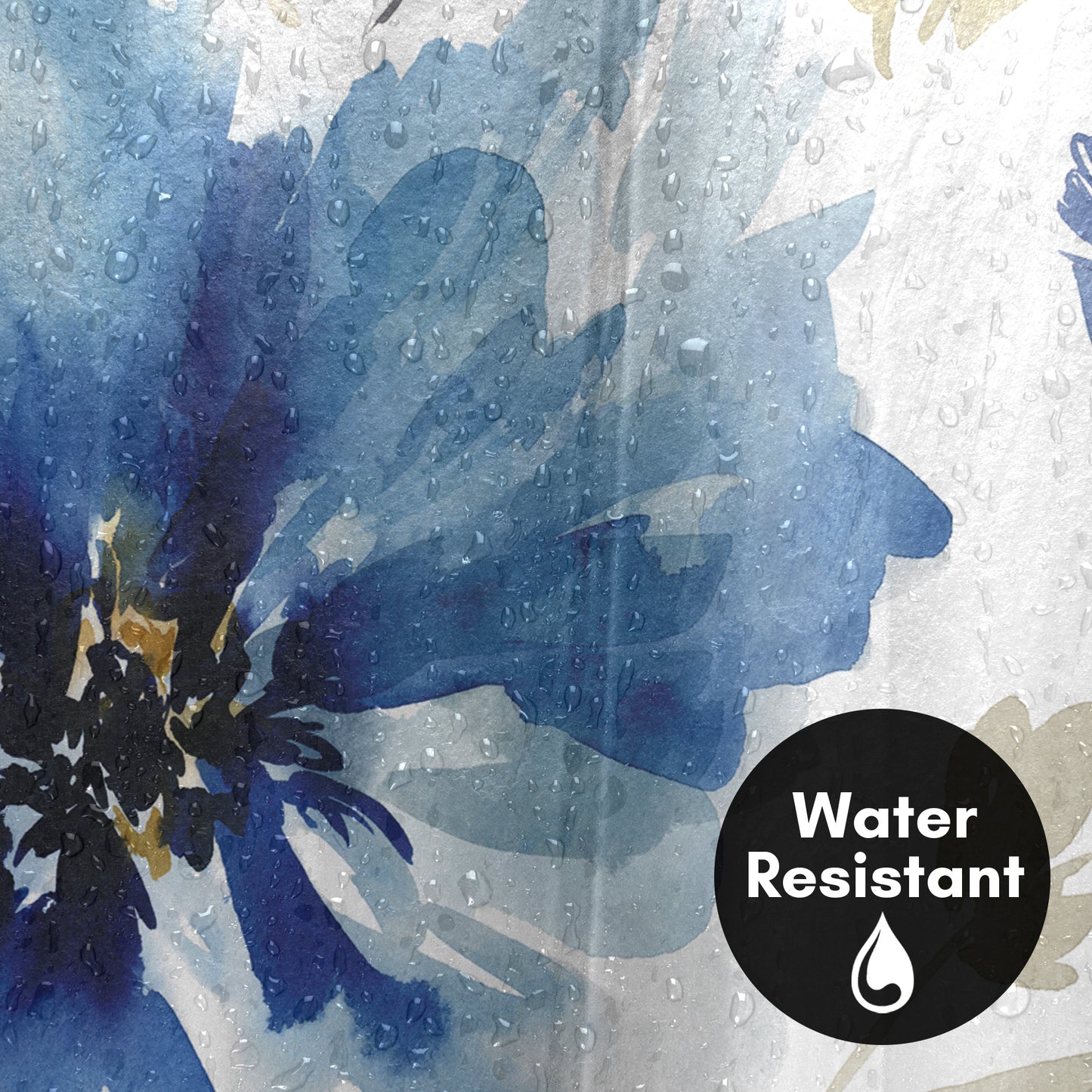 71" x 74" Abstract Shower Curtain with 12 Hooks, Indigo Version Finesse I Indigo Version by Pi Creative Art