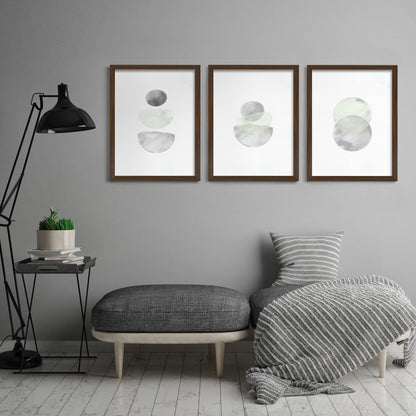 Retro Geo in Stone by Tanya Shumkina - 3 Piece Framed Triptych Wall Art Set