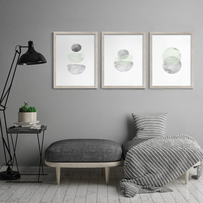 Retro Geo in Stone by Tanya Shumkina - 3 Piece Framed Triptych Wall Art Set