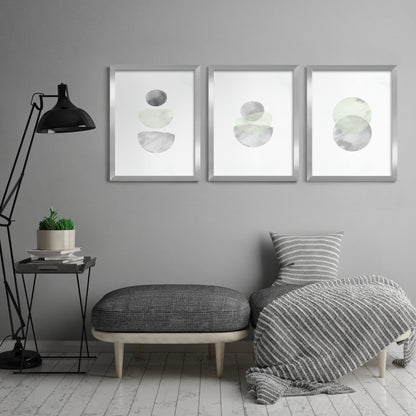 Retro Geo in Stone by Tanya Shumkina - 3 Piece Framed Triptych Wall Art Set