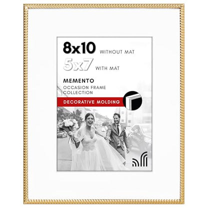 Americanflat Picture Frame with Mat | Rope-Style Textured Detailing | Shatter-Resistant Glass