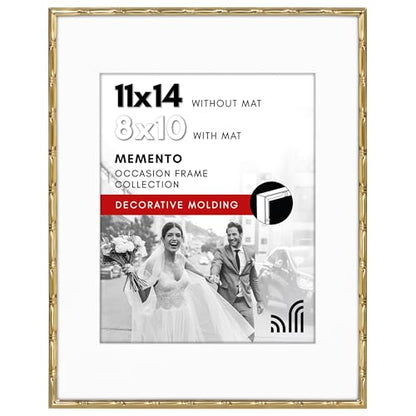 Americanflat Picture Frame with Mat | Bamboo-Style Molding | Shatter-Resistant Glass