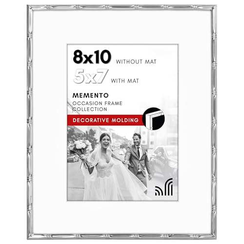 Americanflat Picture Frame with Mat | Bamboo-Style Molding | Shatter-Resistant Glass