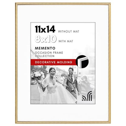 Americanflat Picture Frame with Mat | Rope-Style Textured Detailing | Shatter-Resistant Glass