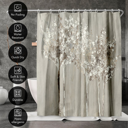 71" x 74" Decorative Shower Curtain with 12 Hooks, Dusky by PI Creative Art