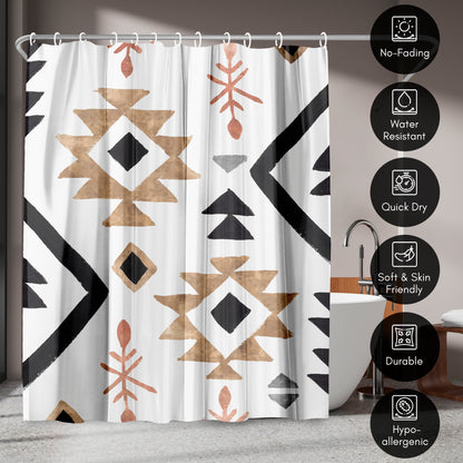 71" x 74" Boho Shower Curtain with 12 Hooks, Rhythmics I by PI Creative Art Shower Curtain