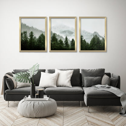 Green Mountain Mural by Tanya Shumkina - 3 Piece Framed Triptych Wall Art Set