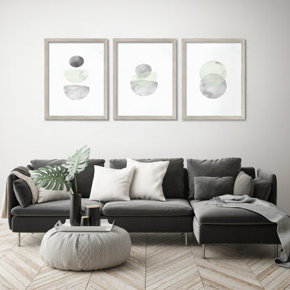 Retro Geo in Stone by Tanya Shumkina - 3 Piece Framed Triptych Wall Art Set