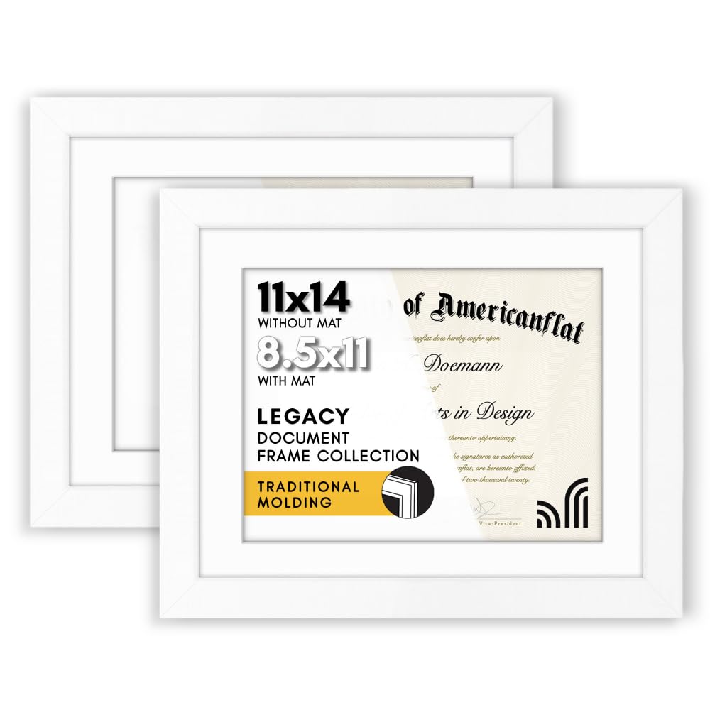 Americanflat Diploma Frames | Set of 2 | With 8.5x11 Mat | Wall Display