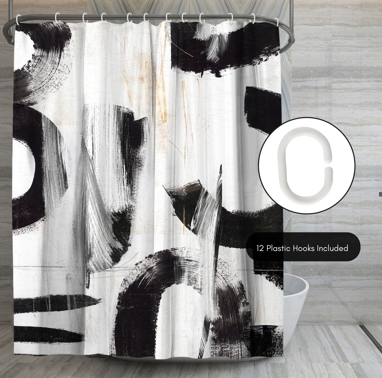 71" x 74" Abstract Shower Curtain with 12 Hooks, Concept Iii by PI Creative Art