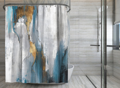 71" x 74" Abstract Shower Curtain with 12 Hooks, Revolving Motion Ii by PI Creative Art