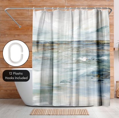 71" x 74" Abstract Shower Curtain with 12 Hooks, Midnight Clear II by PI Creative Art