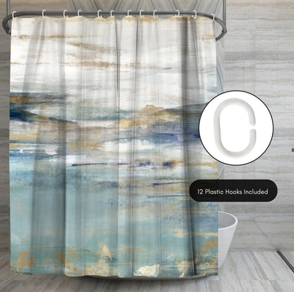 71" x 74" Abstract Shower Curtain with 12 Hooks, Upon a Clear II by PI Creative Art