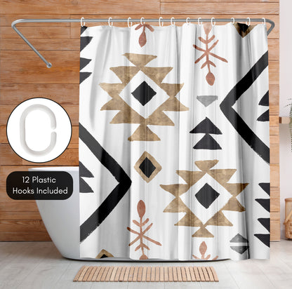 71" x 74" Boho Shower Curtain with 12 Hooks, Rhythmics I by PI Creative Art Shower Curtain
