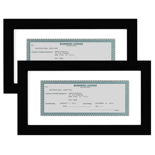 Americanflat License Frame | Set of 2 | 3.5x8 Mat | Shatter-Resistant Glass