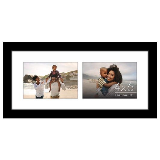 Americanflat Signature Double Picture Frame | Two 4x6 | Shatter-Resistant