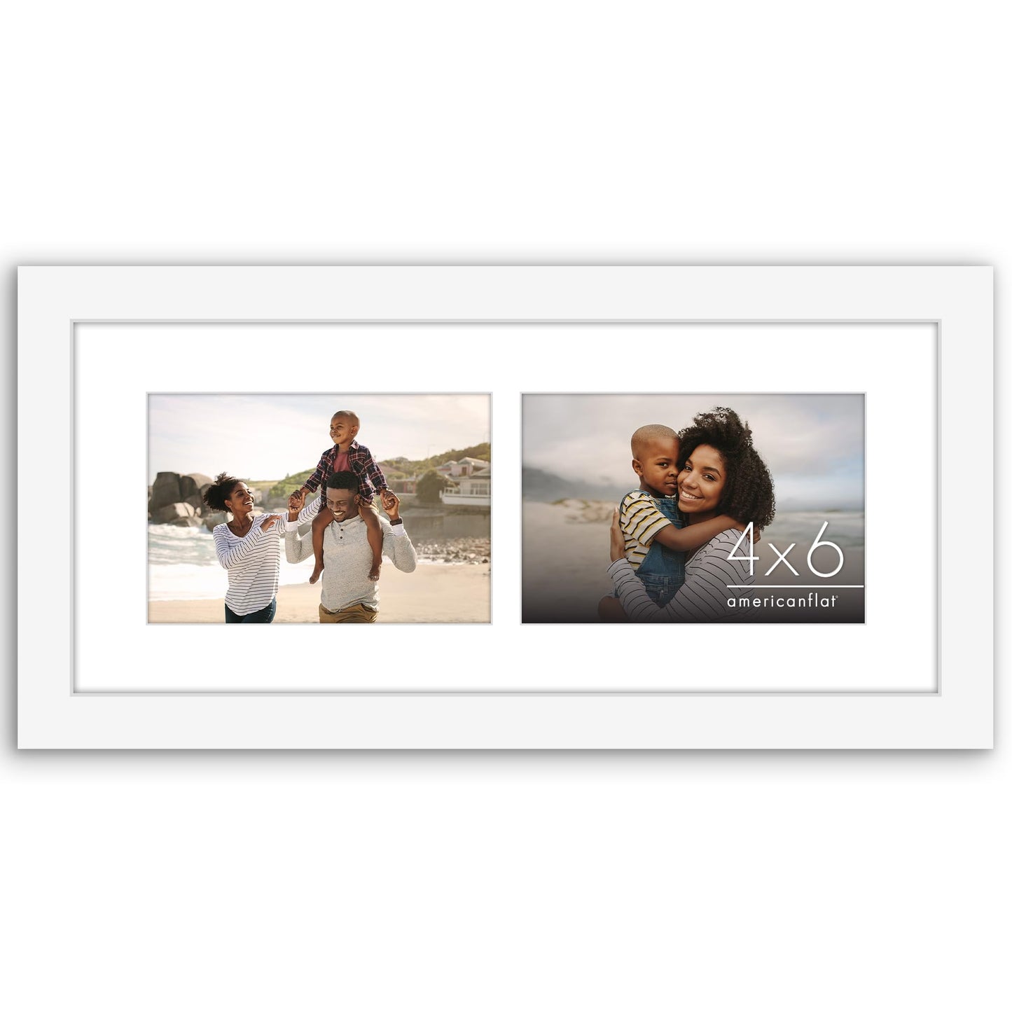 Americanflat Signature Double Picture Frame | Two 4x6 | Shatter-Resistant