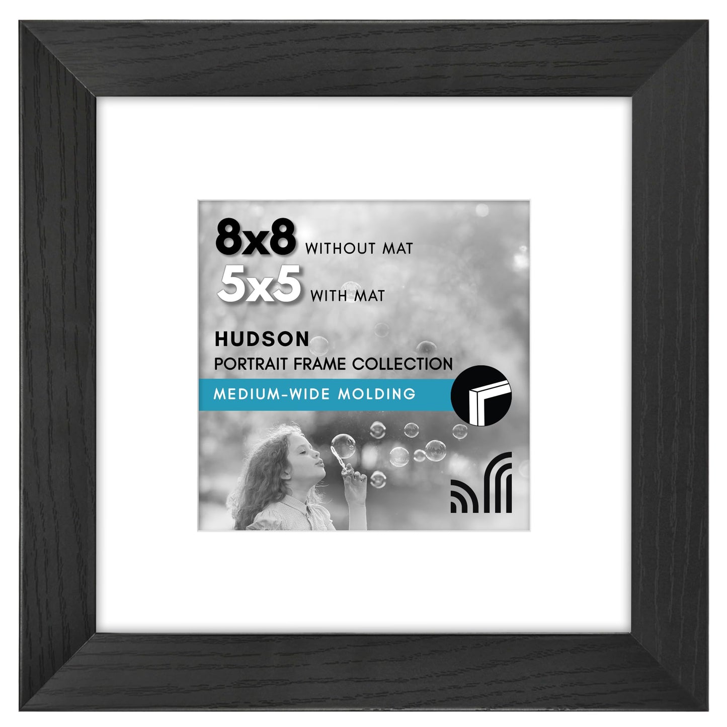 Americanflat Hudson Picture Frame | With Mat | Shatter-Resistant Glass