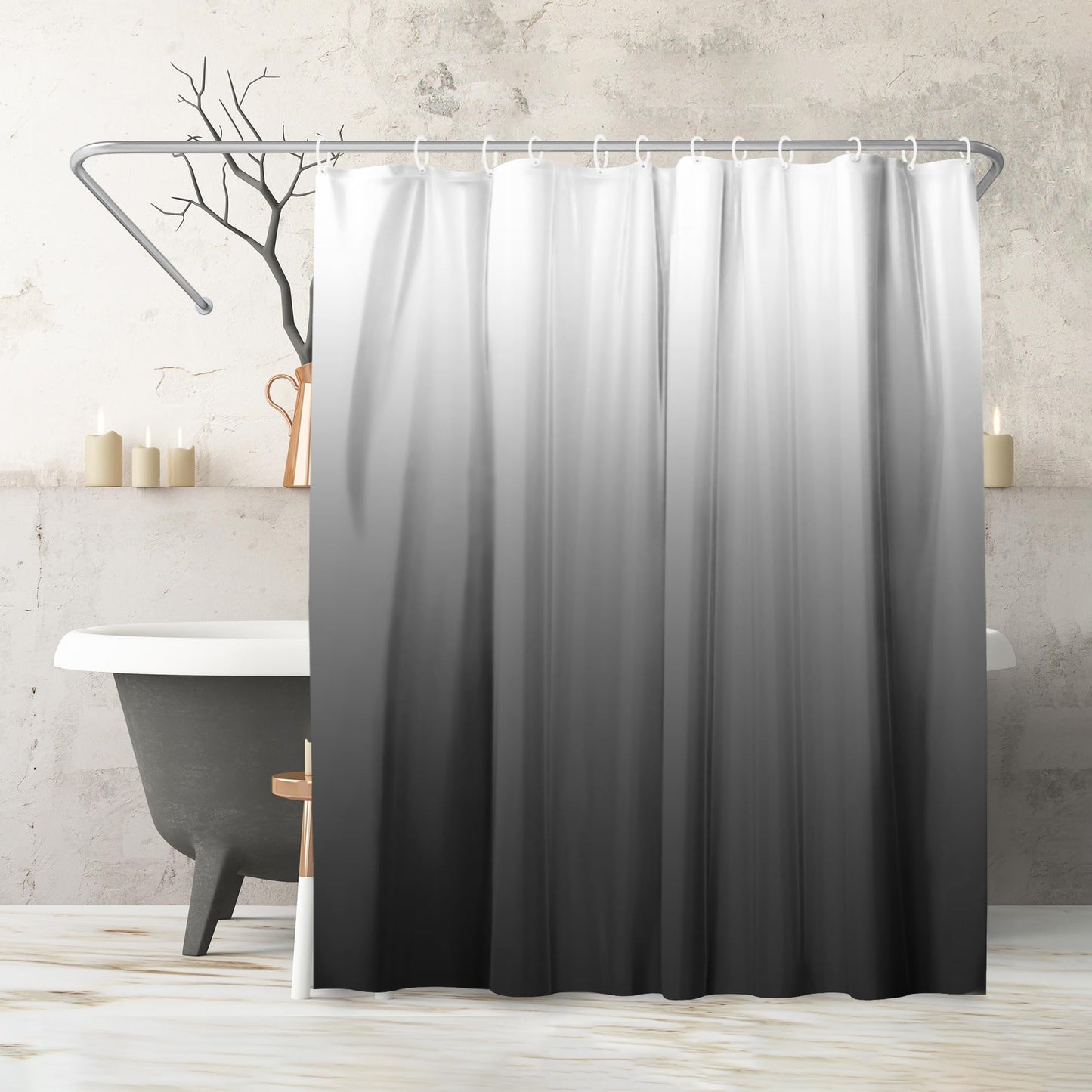 Shower Curtain 71x74, Water-Resistant, Hooks - Americanflat