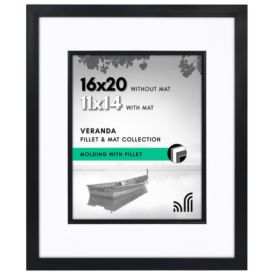 Americanflat Veranda Frame | With Mat | Fillet Accent | Acrylic Glazing