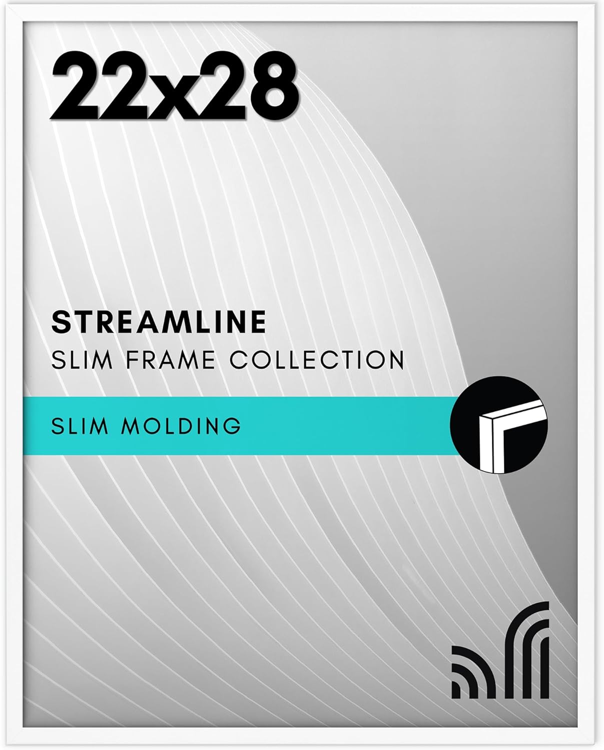 Americanflat 22x28 Poster Frame with Polished Plexiglass - Streamline Collection - Thin Border Picture Frame for Wall Display - Hanging Hardware Included - White