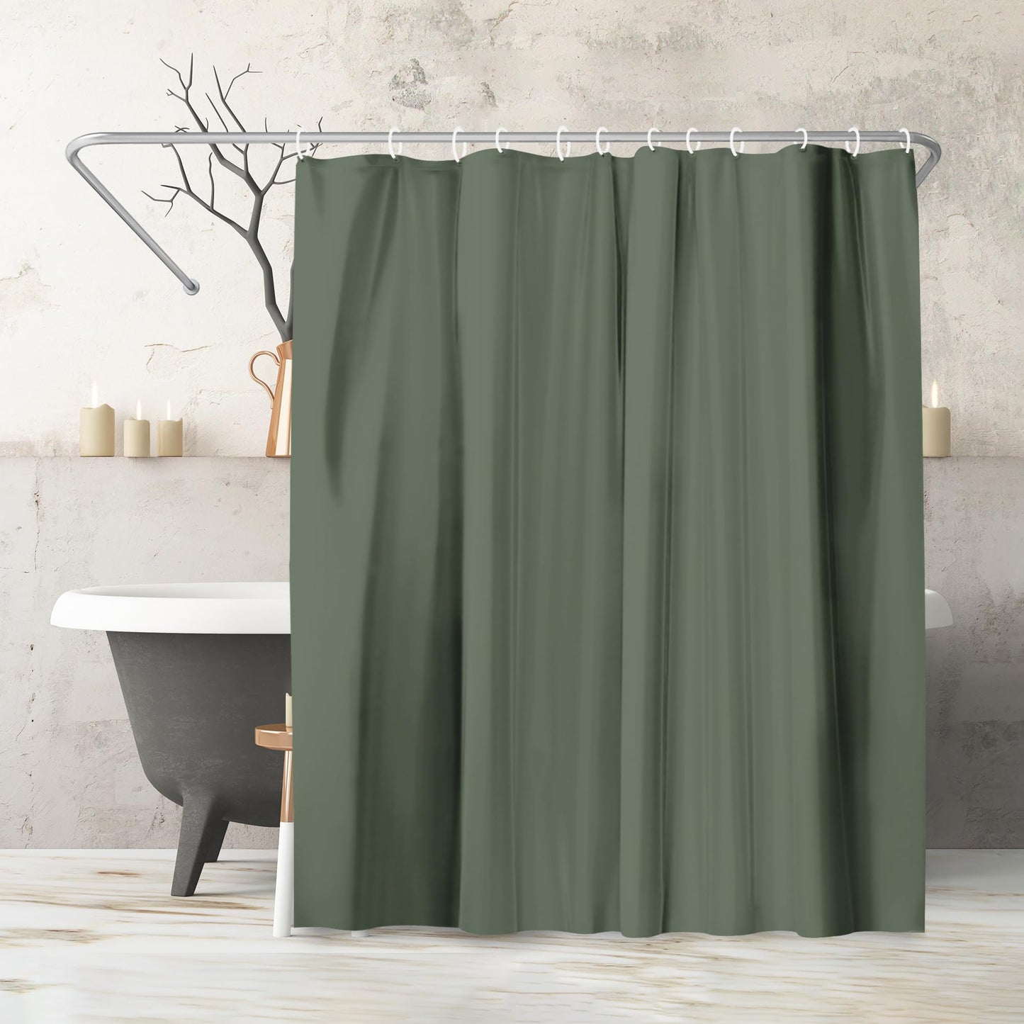 Shower Curtain 71x74, Water-Resistant, Hooks - Americanflat