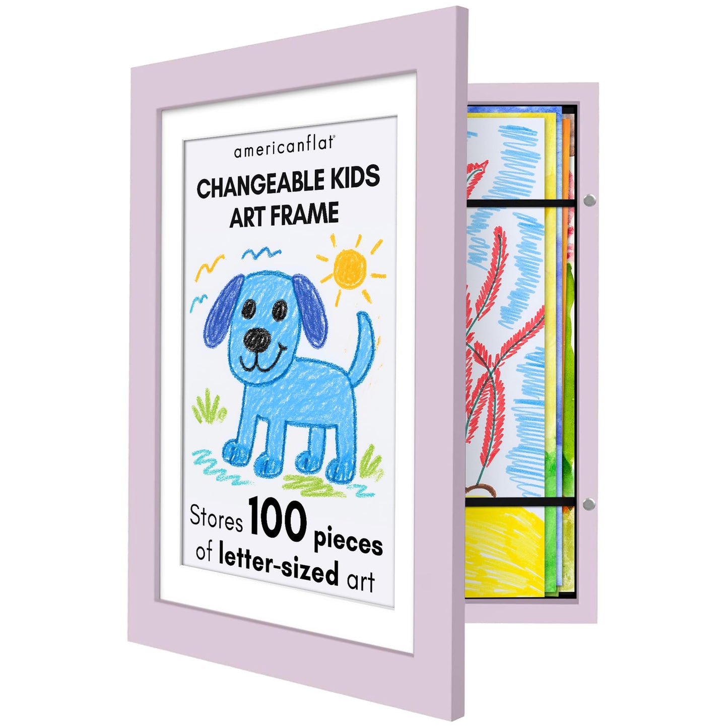Americanflat Kids Art Frame | 10x12.5 Front-Loading | Holds 100 | With Mat