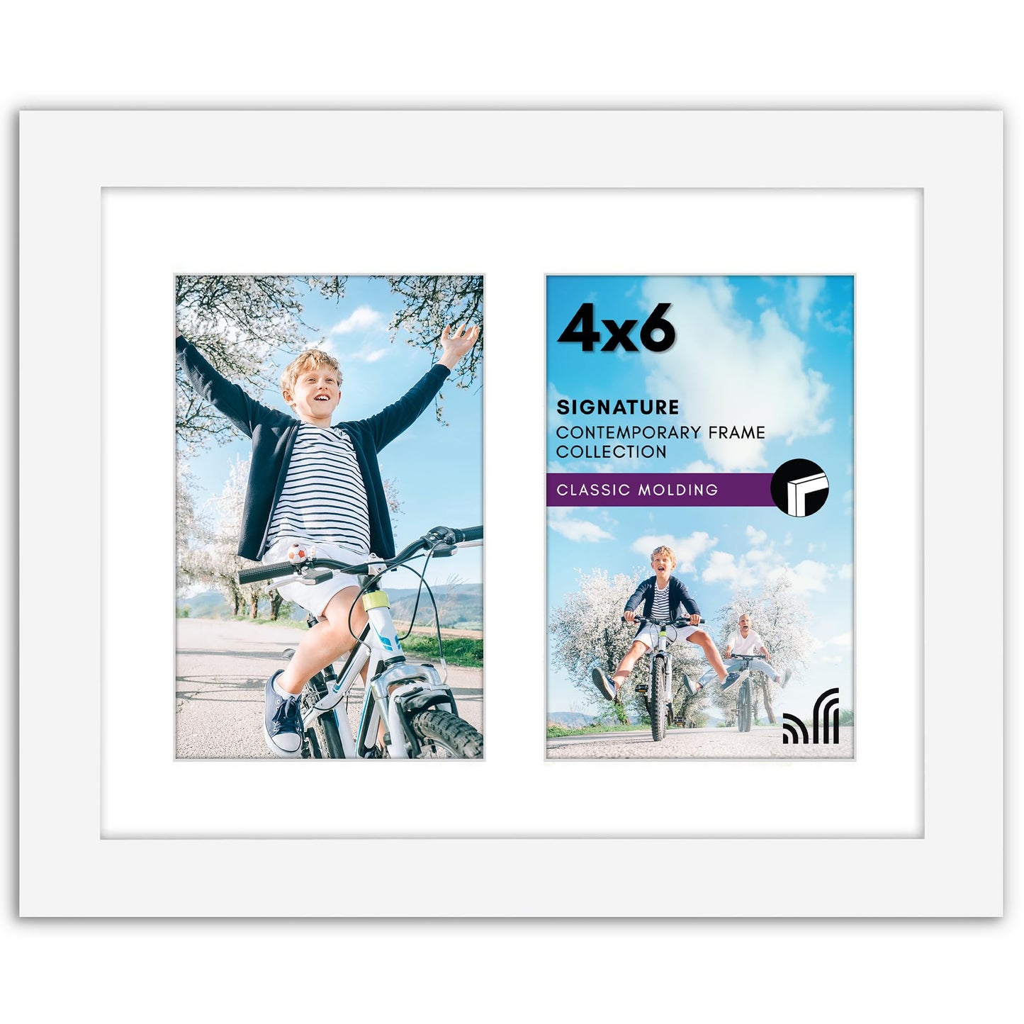 Americanflat Double Picture Frame | Two 4x6 Openings | 8x10 Overall | Shatter-Resistant