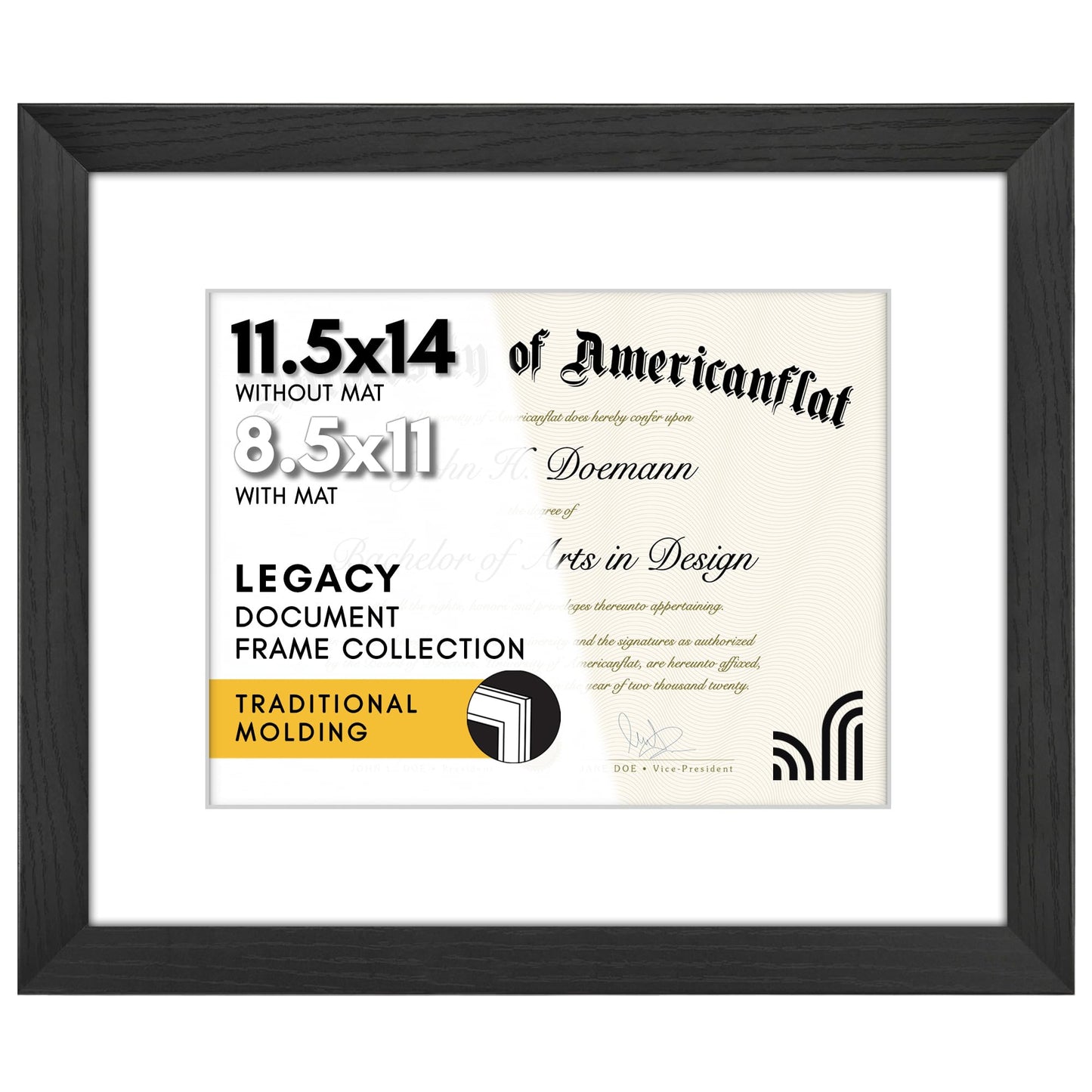 Americanflat Hudson Picture Frame | With Mat | Shatter-Resistant Glass