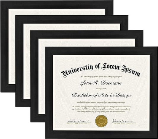 8.5x11 Diploma Frame - Set of 4 - Use as Diploma Frame or Certificate Frame with Shatter Resistant Glass - For Wall and Tabletop