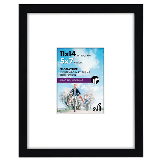 Americanflat Picture Frame with Mat | Shatter-Resistant Glass | Classic Molding