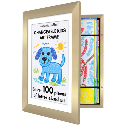 Americanflat Kids Art Frame | 10x12.5 Front-Loading | Holds 100 | With Mat